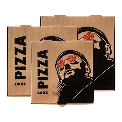Logo Tersuai Kotak Pembungkusan Pizza Gred Makanan Beralun